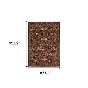 HomeRoots 2' Elegant Blue and Ivory Oriental Power Loom Runner Rug with Fringe for Stylish Hallways and Entryways 5' X 8' 507978