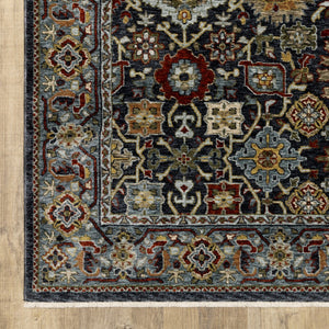 HomeRoots 2' Blue and Beige Oriental Power Loom Runner Rug with Fringe – Durable, Stylish, and Timeless Design 5' X 8' 507992