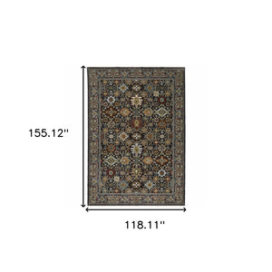 HomeRoots 2' Blue and Beige Oriental Power Loom Runner Rug with Fringe – Durable, Stylish, and Timeless Design 10' X 13' 507995