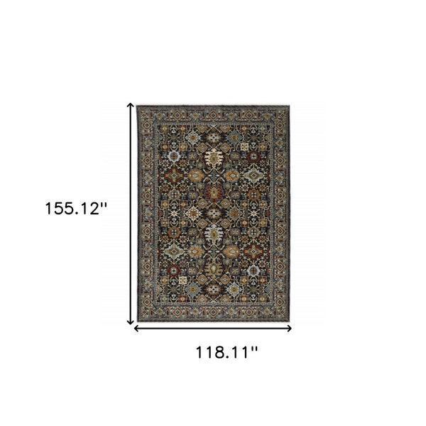 HomeRoots 2' Blue and Beige Oriental Power Loom Runner Rug with Fringe – Durable, Stylish, and Timeless Design 10' X 13' 507995