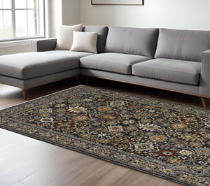 HomeRoots 2' Blue and Beige Oriental Power Loom Runner Rug with Fringe – Durable, Stylish, and Timeless Design 10' X 13' 507995