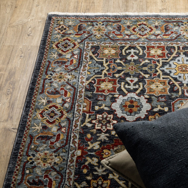 HomeRoots 2' Blue and Beige Oriental Power Loom Runner Rug with Fringe – Durable, Stylish, and Timeless Design 10' X 13' 507995