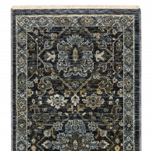 Homeroots 8' Blue And Ivory Oriental Power Loom Runner Rug  Polyester 507996