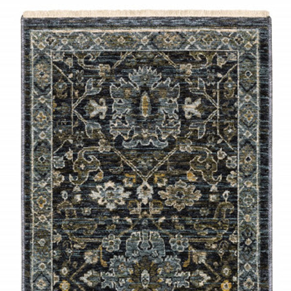 Homeroots 8' Blue And Ivory Oriental Power Loom Runner Rug  Polyester 507996
