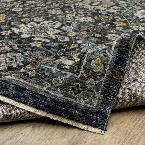 Homeroots 8' Blue And Ivory Oriental Power Loom Runner Rug  Polyester 507996