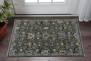 HomeRoots 8' Blue and Ivory Oriental Runner Rug - Timeless Elegance for Hallways, Easy Care, Durable Design 3' x 5' 507998