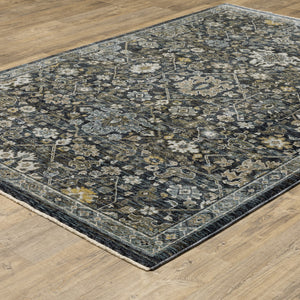 Homeroots 3' X 5' Blue Ivory Grey Gold Green And Brown Oriental Power Loom Stain Resistant Area Rug With Fringe  Polyester 507998