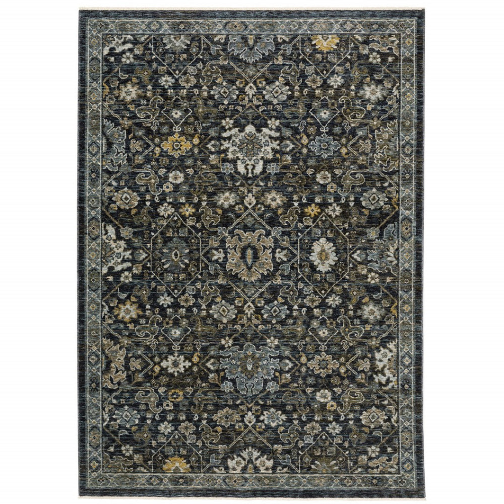 HomeRoots 8' Blue and Ivory Oriental Runner Rug - Timeless Elegance for Hallways, Easy Care, Durable Design 5' X 8' 507999
