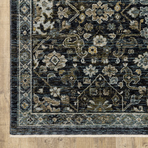 Homeroots 5' X 8' Blue Ivory Grey Gold Green And Brown Oriental Power Loom Stain Resistant Area Rug With Fringe  Polyester 507999