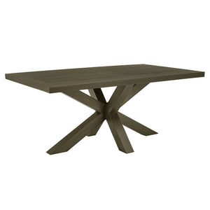 Narvik Oak Veneer Dining Table with Sculptural Starburst Base in Weathered Grey