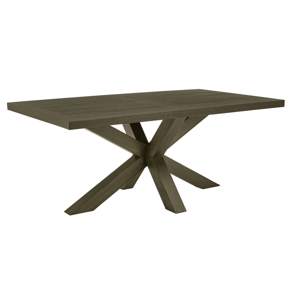 Narvik Oak Veneer Dining Table with Sculptural Starburst Base in Weathered Grey