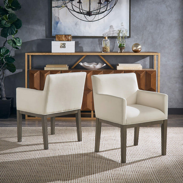 Narvik Upholstered Track Arm Chair Set Tapered Legs Modern Dining Seat