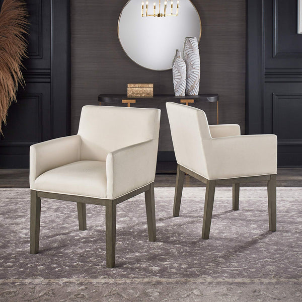 Narvik Upholstered Track Arm Chair Set Tapered Legs Modern Dining Seat