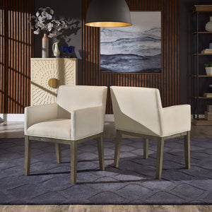 Narvik Upholstered Track Arm Chair Set Tapered Legs Modern Dining Seat