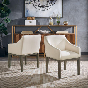 Narvik Upholstered Slope Arm Chair Rubberwood Frame Beige Fabric Dining