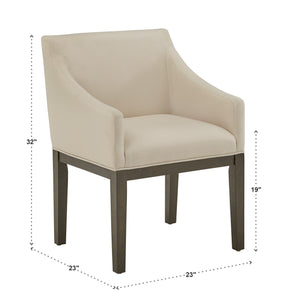 Narvik Upholstered Slope Arm Chair Rubberwood Frame Beige Fabric Dining