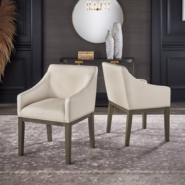 Narvik Upholstered Slope Arm Chair Rubberwood Frame Beige Fabric Dining
