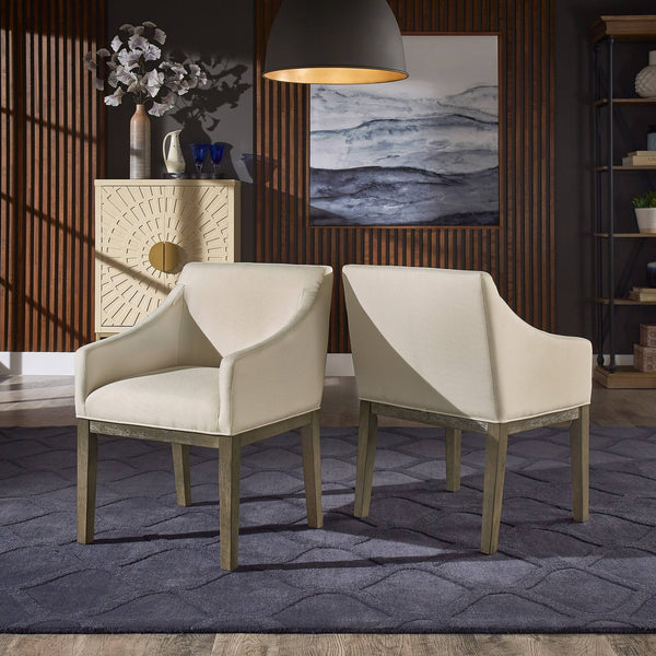Narvik Upholstered Slope Arm Chair Rubberwood Frame Beige Fabric Dining