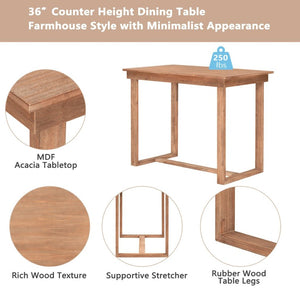 English Elm Topmax Farmhouse Counter Height Dining Set Seats Four with Cushioned Chairs Acacia Veneer SP000230AAD
