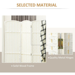English Elm Homcom Woven Polypropylene 4 Panel Folding Screen Pine Frame Freestanding Room Divider W2225P485650