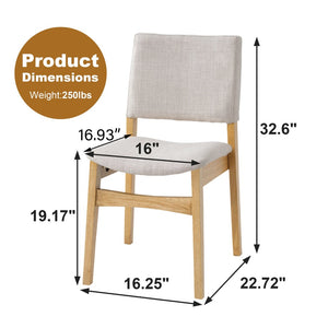 English Elm Upholstered Stackable Dining Chairs Linen Fabric Rubberwood Frame Rustic Set of 2 Natural N752P327192N