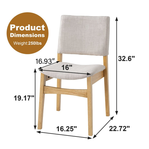 English Elm Upholstered Stackable Dining Chairs Linen Fabric Rubberwood Frame Rustic Set of 2 Natural N752P327193N