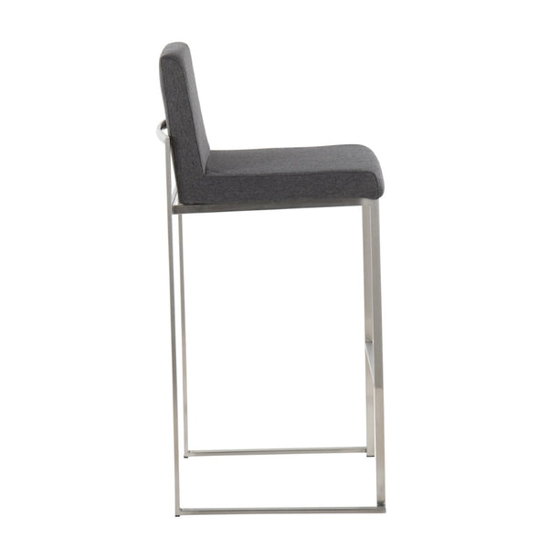 English Elm Contemporary High Back Upholstered Barstool Set with Black Steel Frame for Kitchen B202P222191