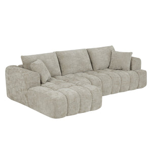 English Elm Chenille L-Shape Oversized Luxury Sectional Sofa - Comfy Sleeper Couch For Living Rooms & Apartments W2339S00038
