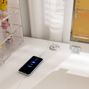 English Elm Computer Corner L-Shaped Desk with Glass Cabinets, Built-In LED, USB Ports, Keyboard Tray, Ergonomic Design White W2699P345803