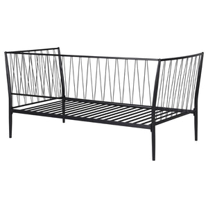 English Elm Vertigo Powder-coated Metal Twin Daybed with Slatted Backrest for Modern Spaces B062S01656