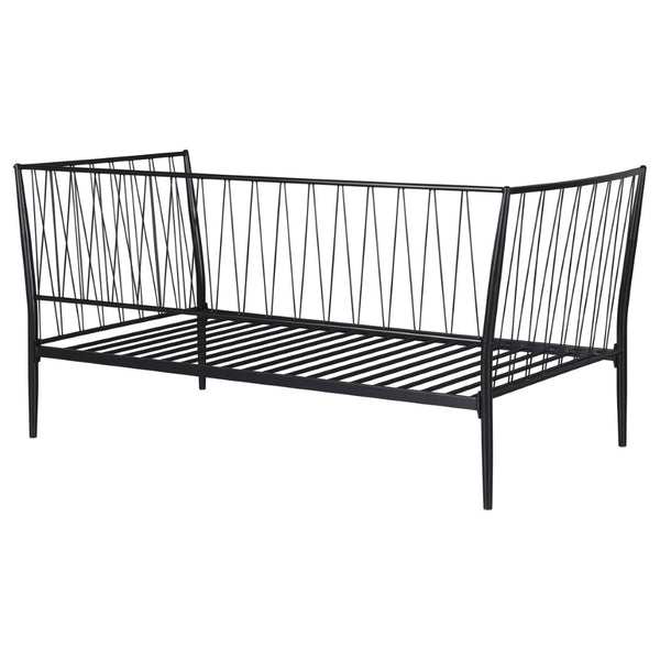 English Elm Vertigo Powder-coated Metal Twin Daybed with Slatted Backrest for Modern Spaces B062S01656