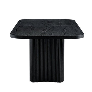 English Elm 78.7 Inch Black Mdf Dining Table Roman Column Legs Seats 8 Formal Room W1151S04595