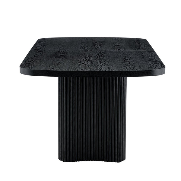 English Elm 78.7 Inch Black Mdf Dining Table Roman Column Legs Seats 8 Formal Room W1151S04595