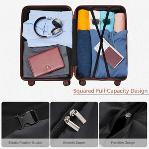 English Elm Premium Polypropylene Hard Shell Luggage Set Three Piece with Tsa Locks Spinner Wheels Black+Brown N726P460073B