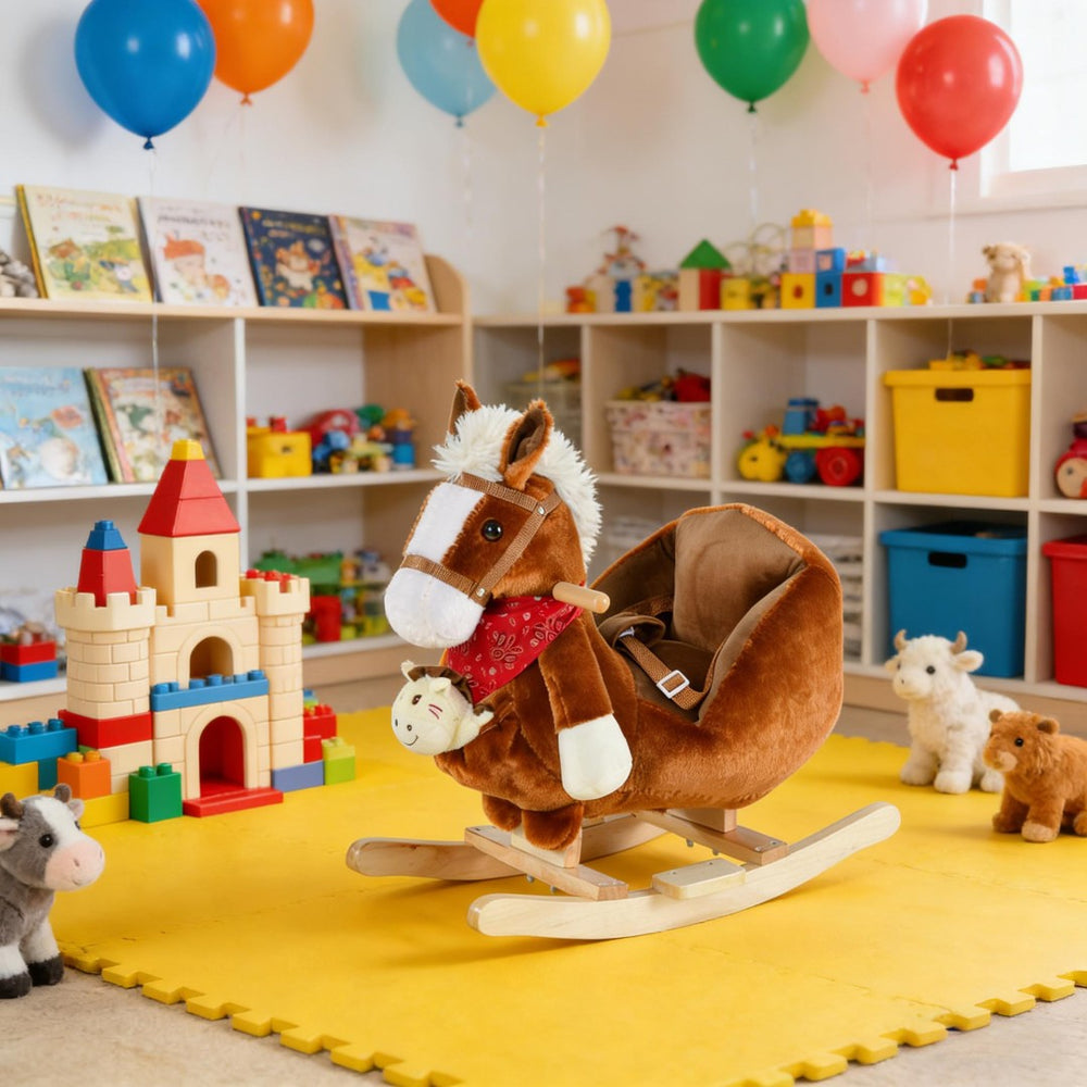 English Elm Dinosaur Plush Rocking Toy for Toddlers with Sound Effects and Wooden Base T3971P442609