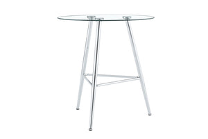 English Elm 36 Inch Round Glass Top Bar Table Chrome Tripod Base Modern Bistro Pub Style W3493P452043