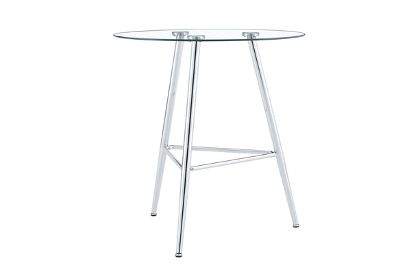 English Elm 36 Inch Round Glass Top Bar Table Chrome Tripod Base Modern Bistro Pub Style W3493P452043