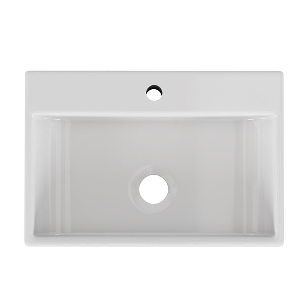 English Elm 20.6" Square Ceramic Vessel Sink Above Counter Basin for Contemporary Bathrooms W3151P266234