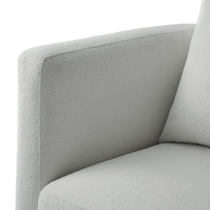English Elm Sutton Upholstered Linen Swivel Barrel Chair with Pocket Coil Seat, Reversible Cushions & Stain-Resistant Fabric Gray B050P322590