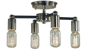 Framburg 4-light Nebula Flush Mount/Semi Flush Mount - Usa-made Design With Unique Rotating Arms For Illumination Polished Nickel With Matte Black Accents Metal 5080 Pn/Mblack