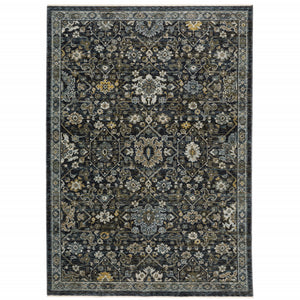 Homeroots 8' X 11' Blue And Ivory Oriental Power Loom Area Rug With Fringe  Polyester 508001