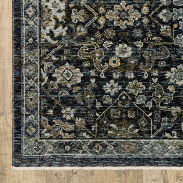Homeroots 8' X 11' Blue And Ivory Oriental Power Loom Area Rug With Fringe  Polyester 508001