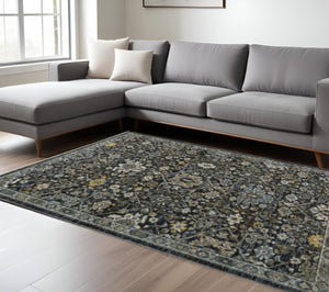 HomeRoots 8' Blue and Ivory Oriental Runner Rug - Timeless Elegance for Hallways, Easy Care, Durable Design 10' X 13' 508002