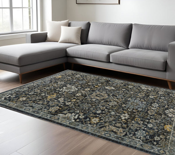 HomeRoots 8' Blue and Ivory Oriental Runner Rug - Timeless Elegance for Hallways, Easy Care, Durable Design 10' X 13' 508002