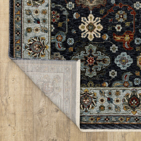 HomeRoots 2' X 8' Elegant Oriental Power Loom Runner Rug with Fringe - Timeless Design for Any Space Blue/ Multi 2'3" x 7'6" 508003