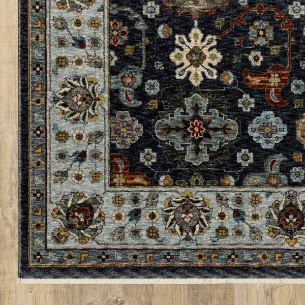 HomeRoots 2' X 8' Elegant Oriental Power Loom Runner Rug with Fringe - Timeless Design for Any Space Blue/ Multi 2'3" x 7'6" 508003