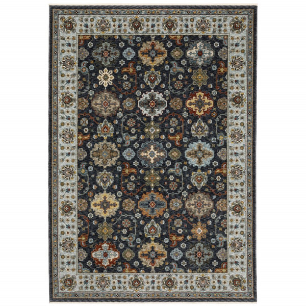 HomeRoots 2' X 8' Elegant Oriental Power Loom Runner Rug with Fringe - Timeless Design for Any Space 3' x 5' 508005