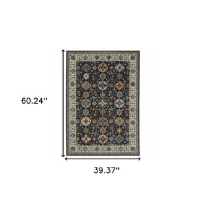 HomeRoots 2' X 8' Elegant Oriental Power Loom Runner Rug with Fringe - Timeless Design for Any Space 3' x 5' 508005