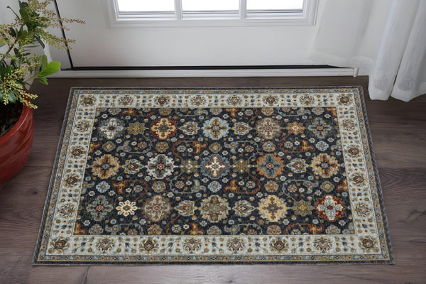 HomeRoots 2' X 8' Elegant Oriental Power Loom Runner Rug with Fringe - Timeless Design for Any Space 3' x 5' 508005