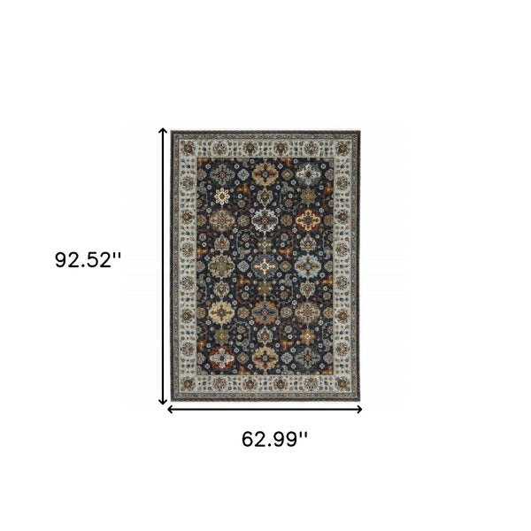 HomeRoots 2' X 8' Elegant Oriental Power Loom Runner Rug with Fringe - Timeless Design for Any Space 5' X 8' 508006